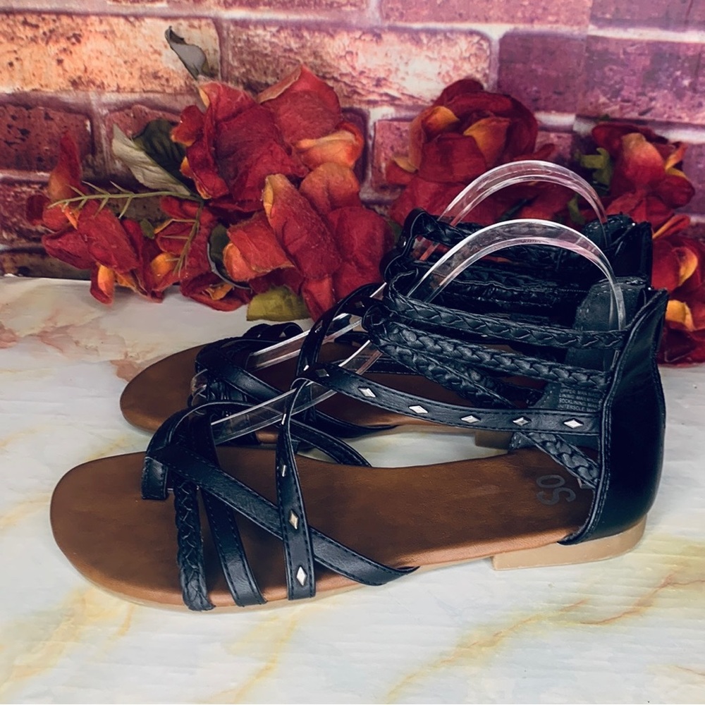 SO Black Silver Stud Gladiator Sandals